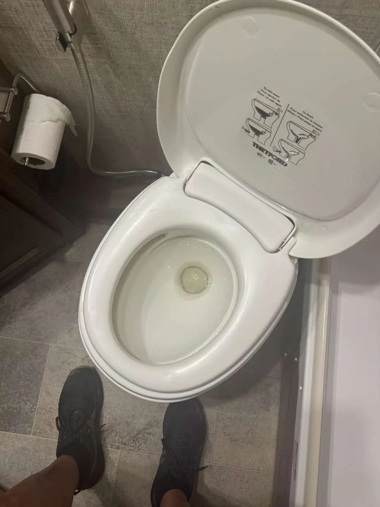 RV toilet replacement on-site by a Roadwise RV technician